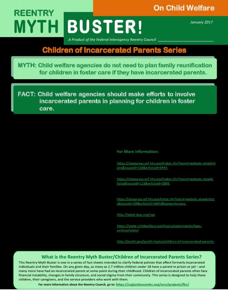 Mythbuster: Parental Incarceration and Child Welfare