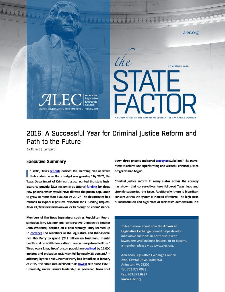 A Successful Year for Criminal Justice Reform, ALEC